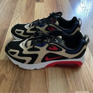 Nike Air Max 200 Black, Red, and Tan Sneakers
